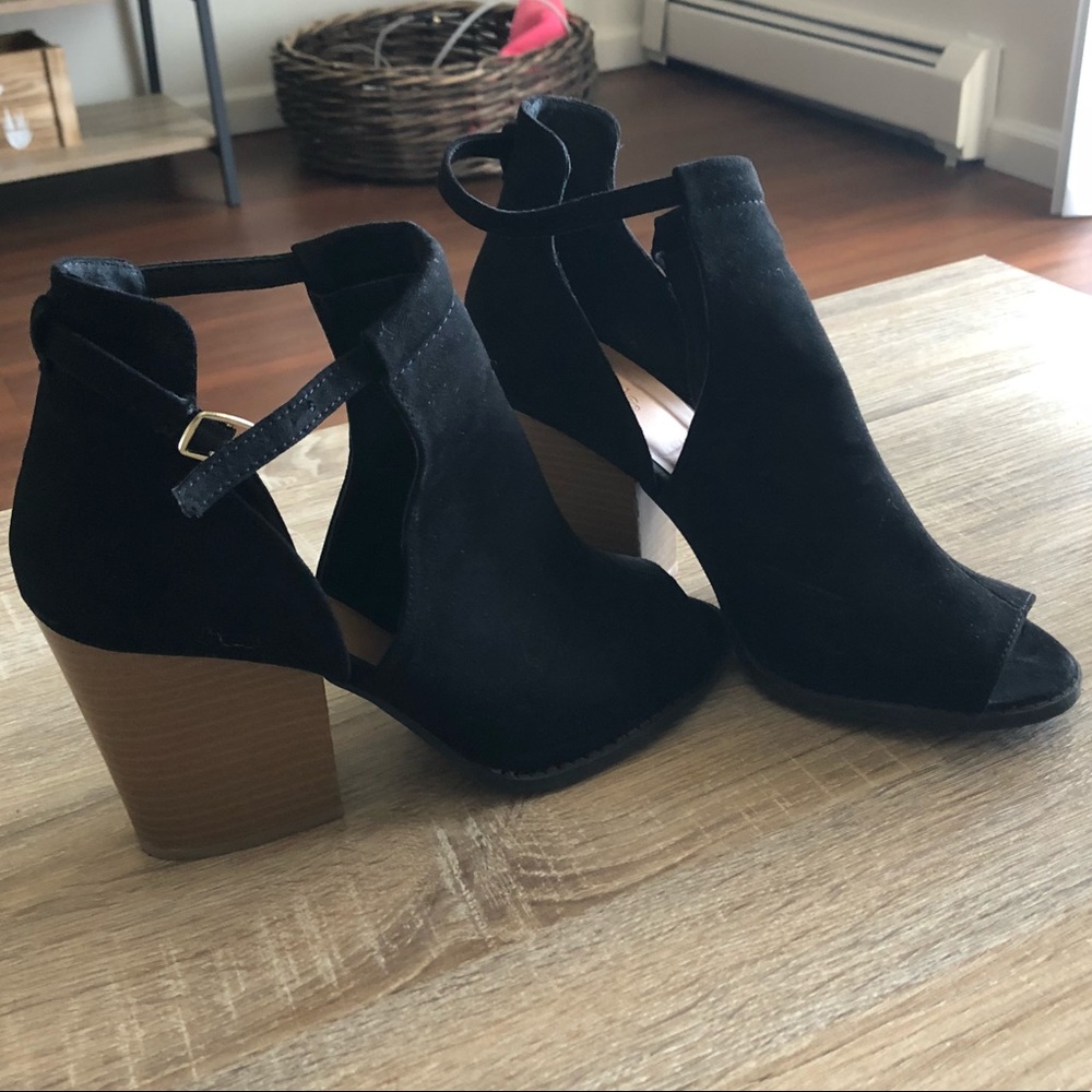 Charlotte Russe Black Open Toed Booties